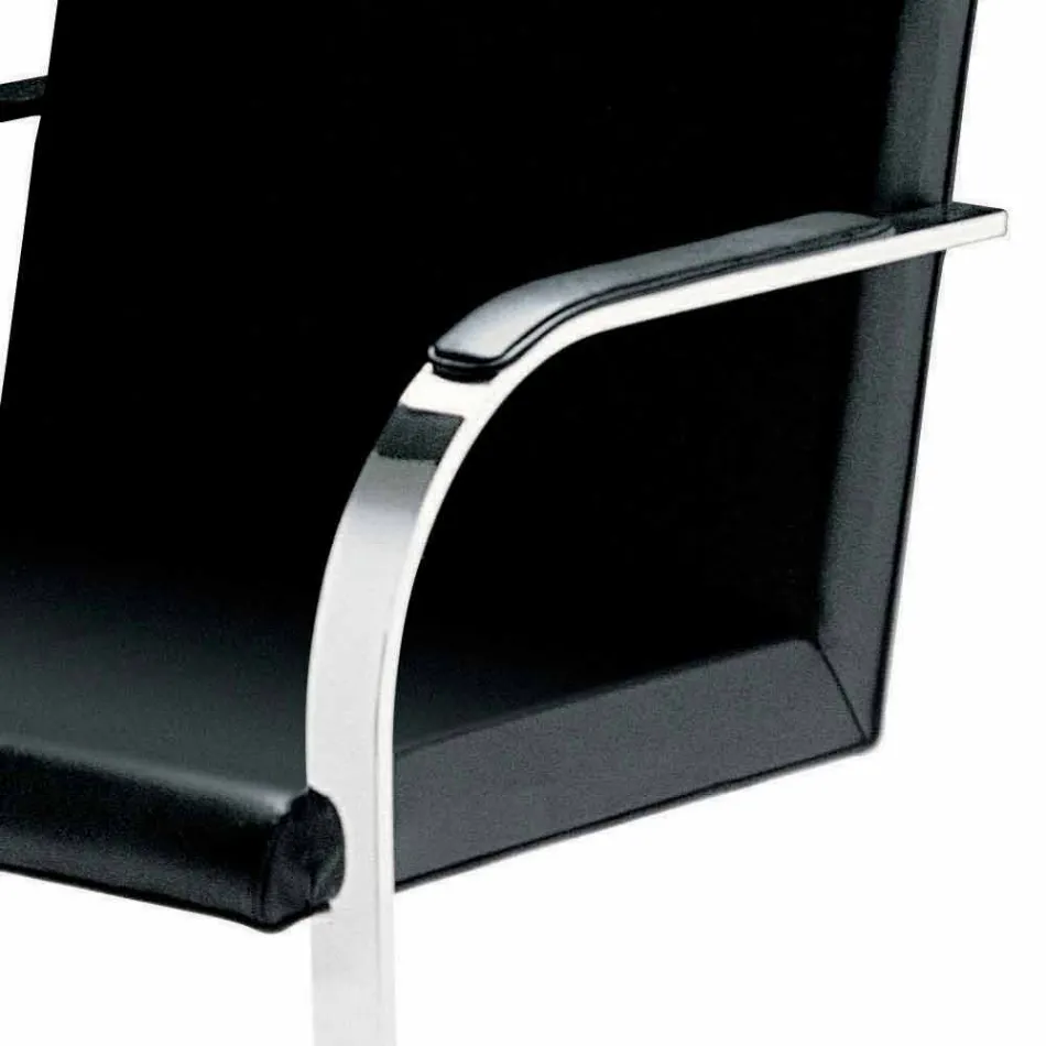 Sedia da Ufficio in Pelle con Struttura in Acciaio Cromo Made in Italy - Quarzo Viadurini