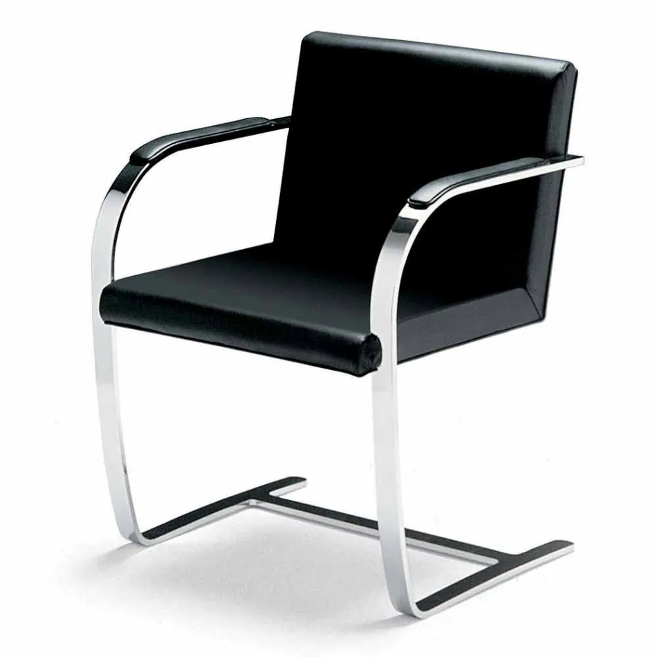 Sedia da Ufficio in Pelle con Struttura in Acciaio Cromo Made in Italy - Quarzo Viadurini