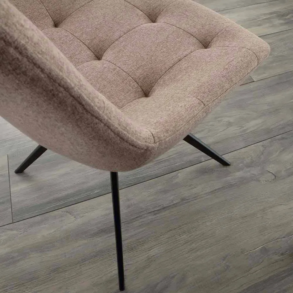 Sedia di design imbottita trapuntata in tessuto o eco nabuk Venezia Viadurini