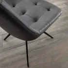 Sedia di design imbottita trapuntata in tessuto o eco nabuk Venezia Viadurini
