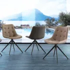 Sedia di design imbottita trapuntata in tessuto o eco nabuk Venezia Viadurini