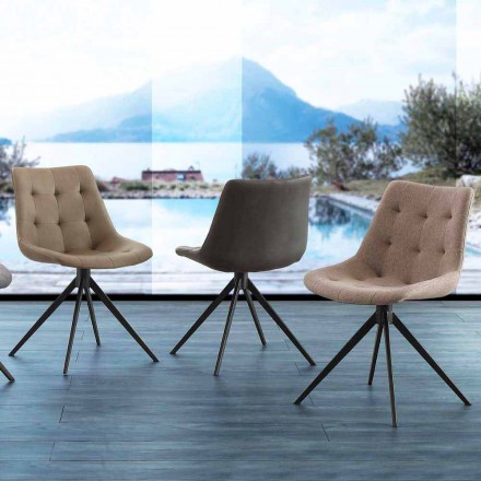 Sedia di design imbottita trapuntata in tessuto o eco nabuk Venezia Viadurini