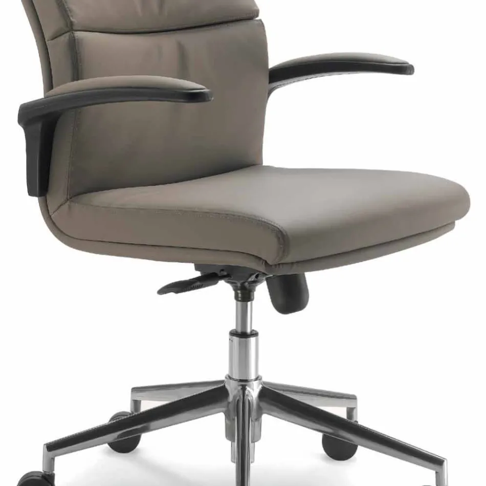 Sedia direzionale moderna in similpelle Edda, made in Italy Viadurini