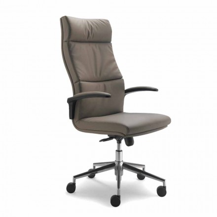 Sedia direzionale moderna in similpelle Edda, made in Italy Viadurini
