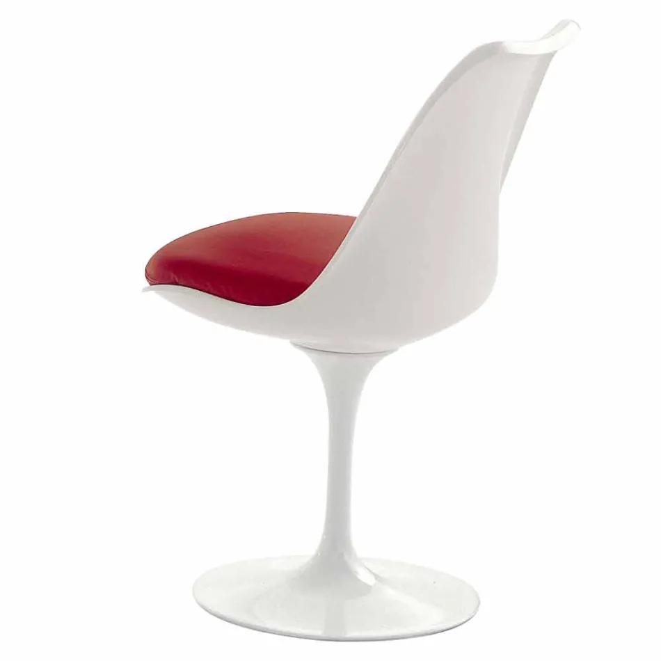 Sedia Girevole in Alluminio Laccato con Seduta in Pelle Made in Italy - Cabiria Viadurini