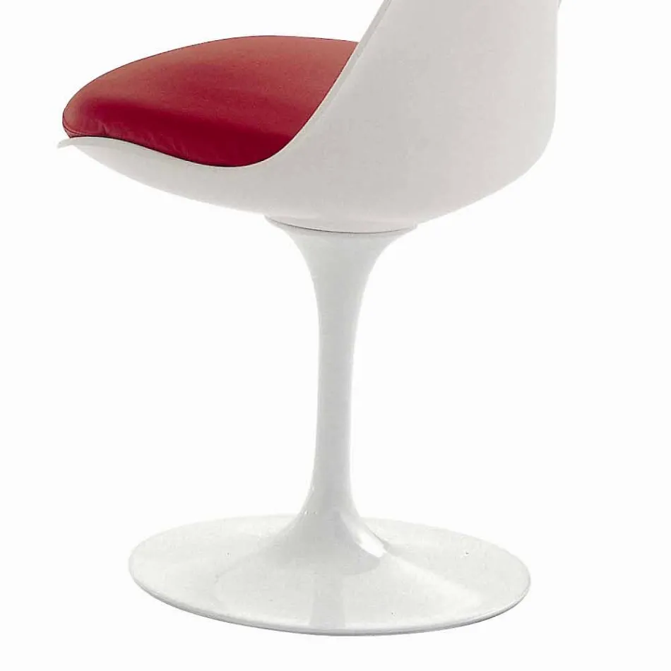 Sedia Girevole in Alluminio Laccato con Seduta in Pelle Made in Italy - Cabiria Viadurini