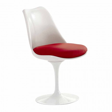 Sedia Girevole in Alluminio Laccato con Seduta in Pelle Made in Italy - Cabiria Viadurini