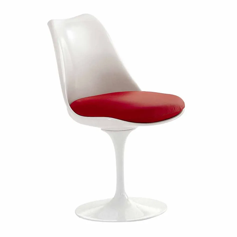 Sedia Girevole in Alluminio Laccato con Seduta in Pelle Made in Italy - Cabiria Viadurini