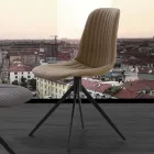 Sedia imbottita in eco nabuk e metallo, design moderno, Taranto Viadurini