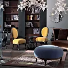 Sedia imbottita in legno massello nero sabbiato, L60xP51cm, Tati Viadurini