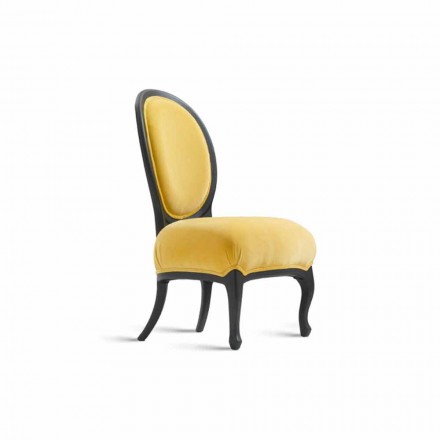 Sedia imbottita in legno massello nero sabbiato, L60xP51cm, Tati Viadurini
