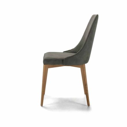Sedia Imbottita per Cucina con Base in Legno Made in Italy – Nirvana Viadurini