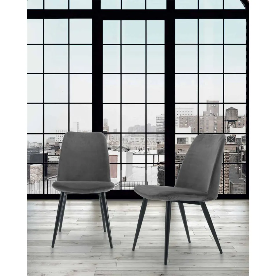 Sedia Imbottita per Sala da Pranzo con Base Acciaio Laccato – Granella Viadurini