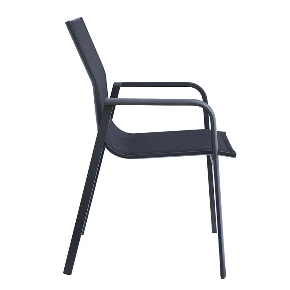 Sedia Impilabile con Braccioli in Alluminio e Textilene Bianco o Grigio - Greenstyle Viadurini