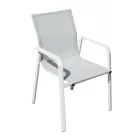 Sedia Impilabile con Braccioli in Alluminio e Textilene Bianco o Grigio - Greenstyle Viadurini
