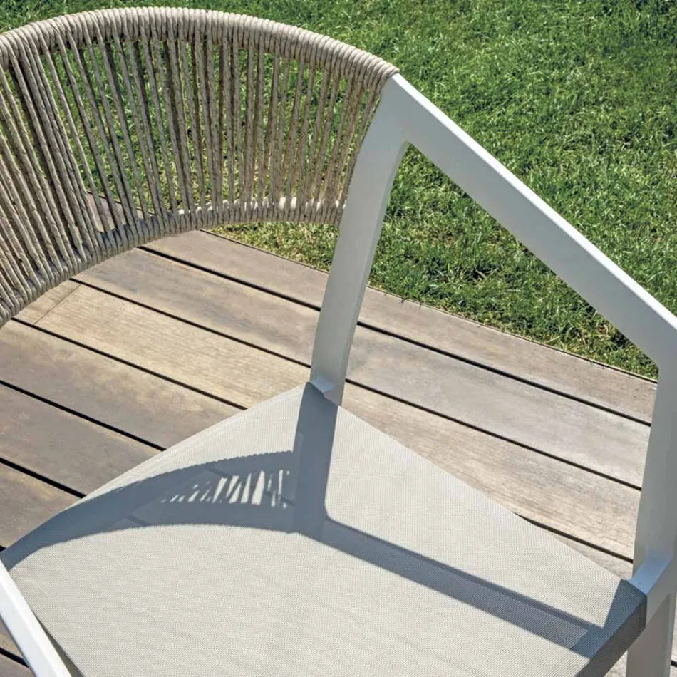 Sedia Impilabile con Seduta in Textilene e Schienale in Twist Wicker - Passione Viadurini