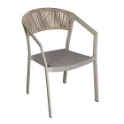 Sedia Impilabile con Seduta in Textilene e Schienale in Twist Wicker - Passione Viadurini