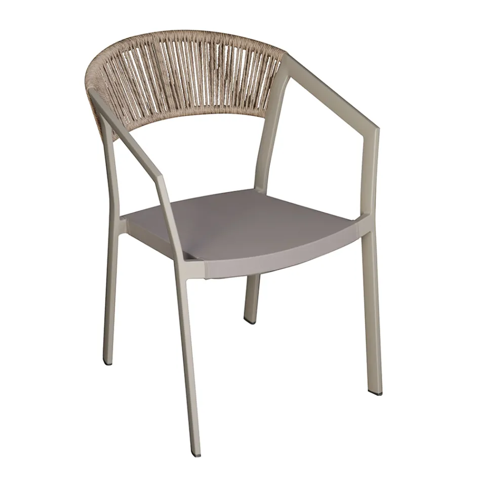 Sedia Impilabile con Seduta in Textilene e Schienale in Twist Wicker - Passione Viadurini