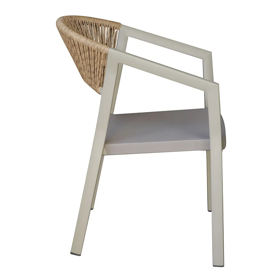 Sedia Impilabile con Seduta in Textilene e Schienale in Twist Wicker - Passione Viadurini