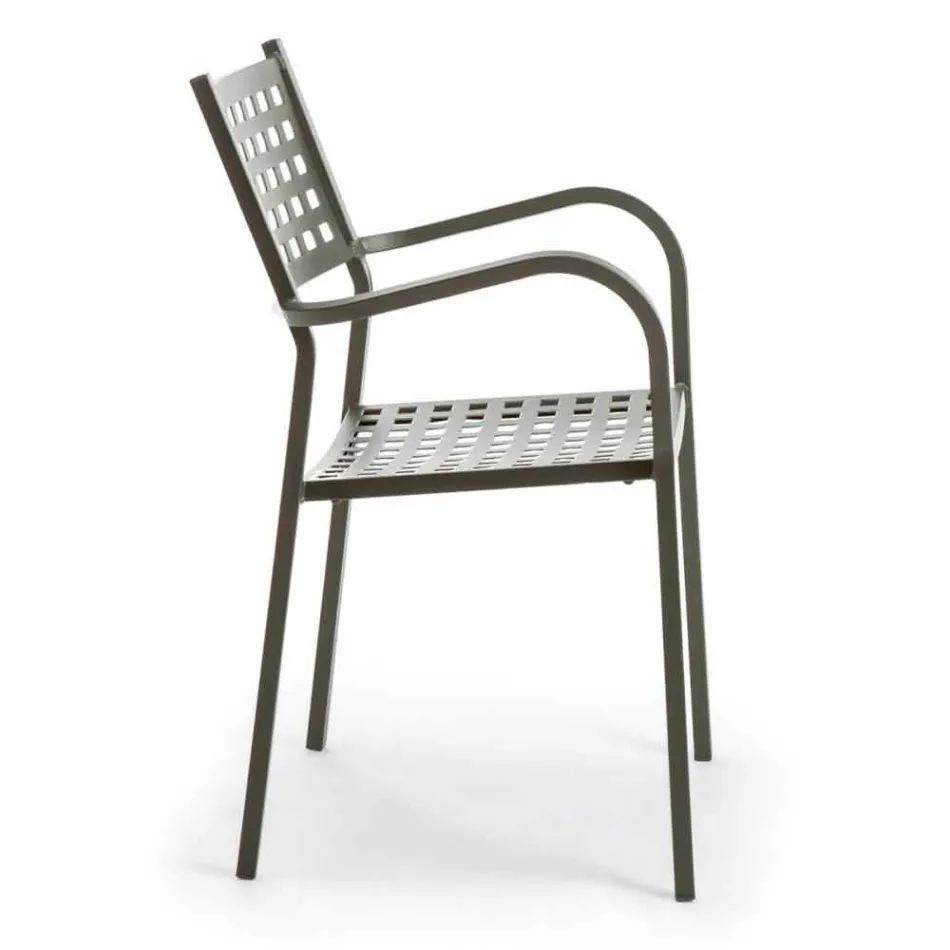 Sedia Impilabile da Esterno in Metallo Verniciato Made in Italy, 8 Pezzi - Lina Viadurini