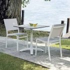 Sedia Impilabile da Giardino in Alluminio e Textilene Bianco o Grigio - Floraforma Viadurini