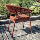 Sedia Impilabile in Alluminio con Cuscino e Schienale in Corda - Frescultura Viadurini
