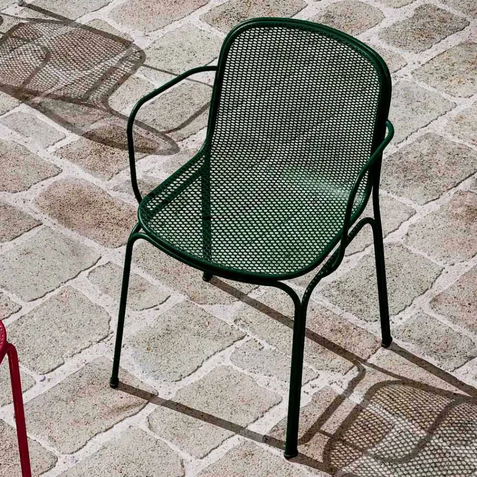 Sedia Impilabile in Metallo da Esterno Made in Italy, 4 Pezzi - Verna Viadurini