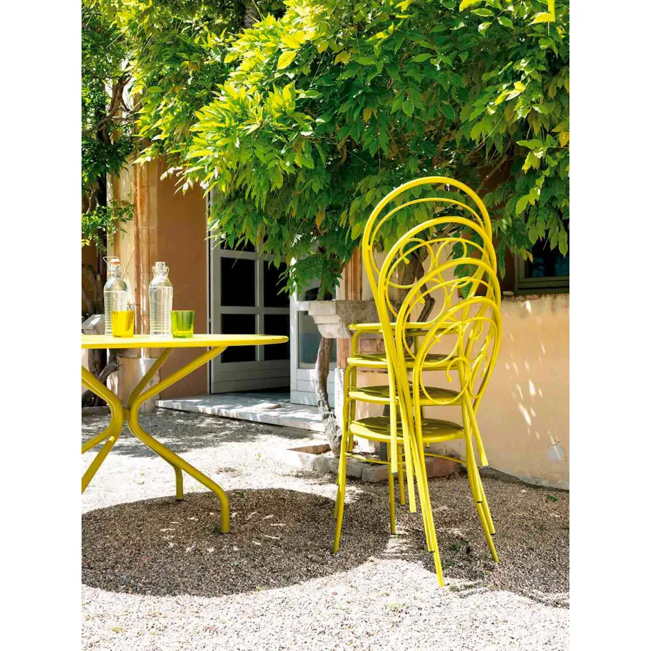 Sedia Impilabile per Esterno in Metallo Made in Italy, 2 Pezzi - Balia Viadurini