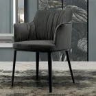 Sedia in Acciaio con Seduta Rivestita in Velluto Made in Italy - Arisa Viadurini