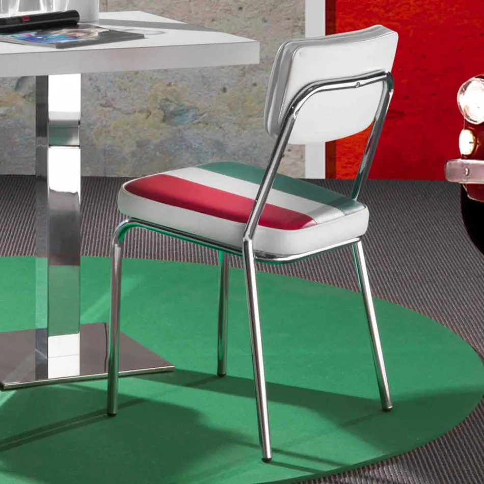 Sedia in ecopelle con bandiera italiana di design Banda Viadurini