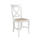 Sedia in Legno Bianco Spigolato e Tessuto Juma Beige Made in Italy - Diamante Viadurini