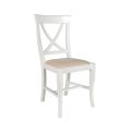 Sedia in Legno Bianco Spigolato e Tessuto Juma Beige Made in Italy - Diamante