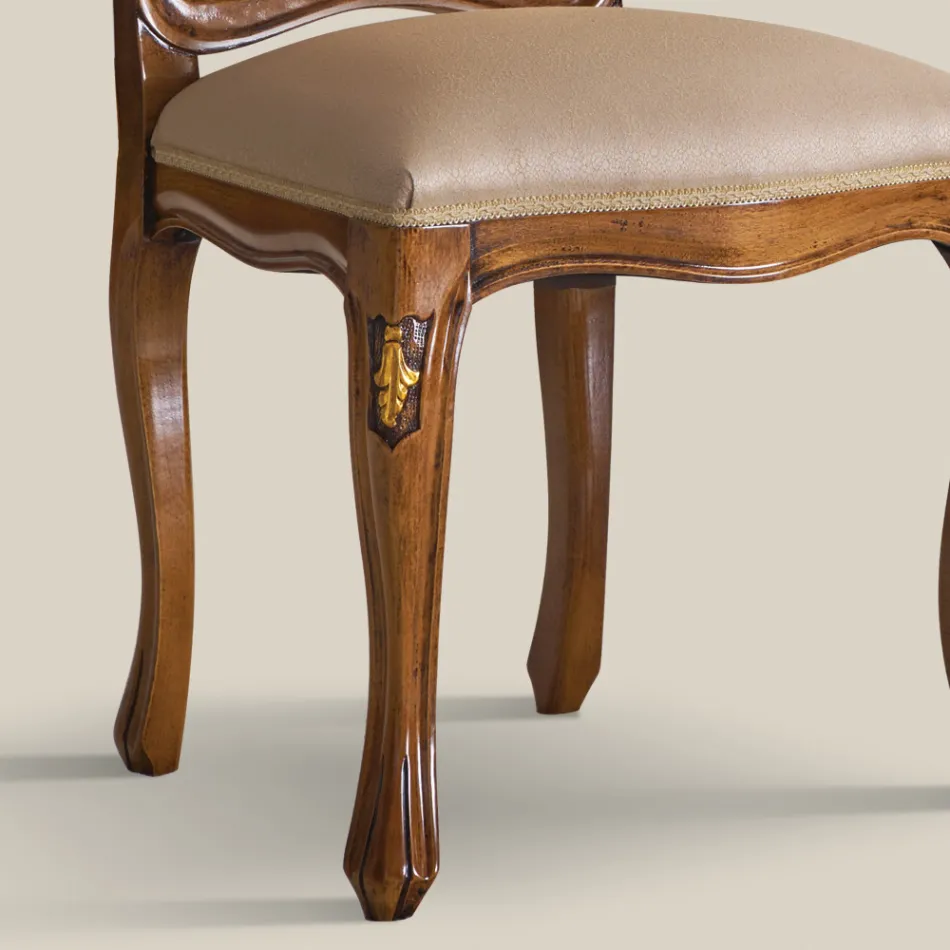 Sedia in Legno Classica Tessuto Imbottito di Lusso Made in Italy - Majesty Viadurini