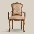 Sedia in Legno Classica Tessuto Imbottito di Lusso Made in Italy - Majesty Viadurini