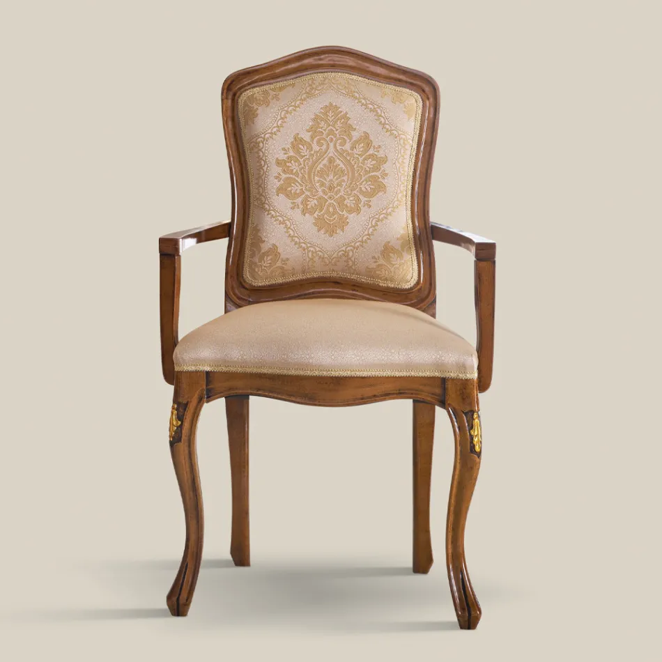 Sedia in Legno Classica Tessuto Imbottito di Lusso Made in Italy - Majesty Viadurini