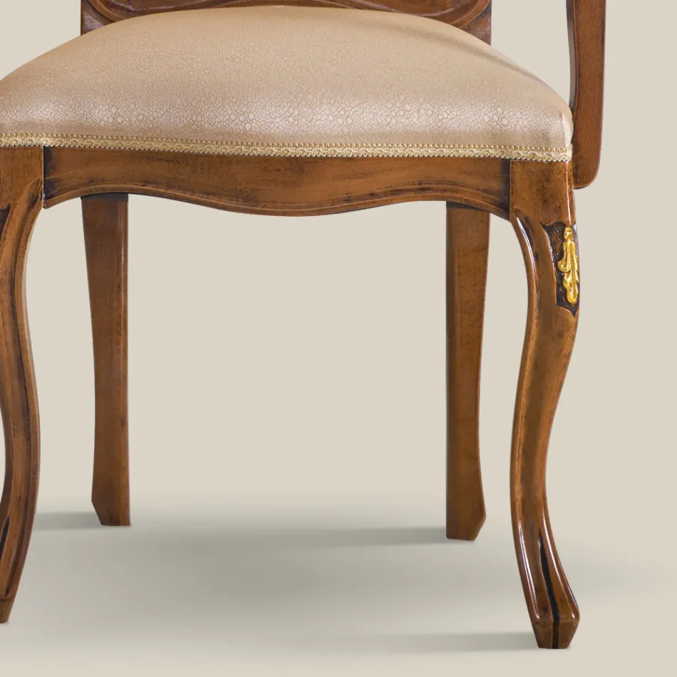 Sedia in Legno Classica Tessuto Imbottito di Lusso Made in Italy - Majesty Viadurini