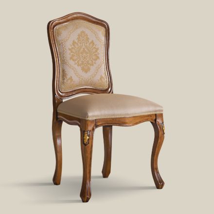 Sedia in Legno Classica Tessuto Imbottito di Lusso Made in Italy - Majesty Viadurini
