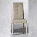 Sedia in Legno e Seduta in Ecopelle con Bottoni Design Italiano - Mircea
