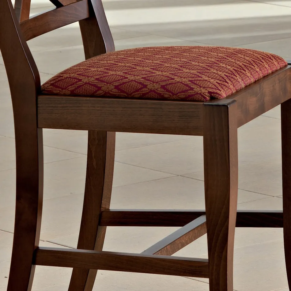 Sedia in Legno e Tessuto Design Classico Schienale Incrociato - Debussy Viadurini