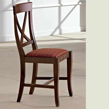 Sedia in Legno e Tessuto Design Classico Schienale Incrociato - Debussy Viadurini