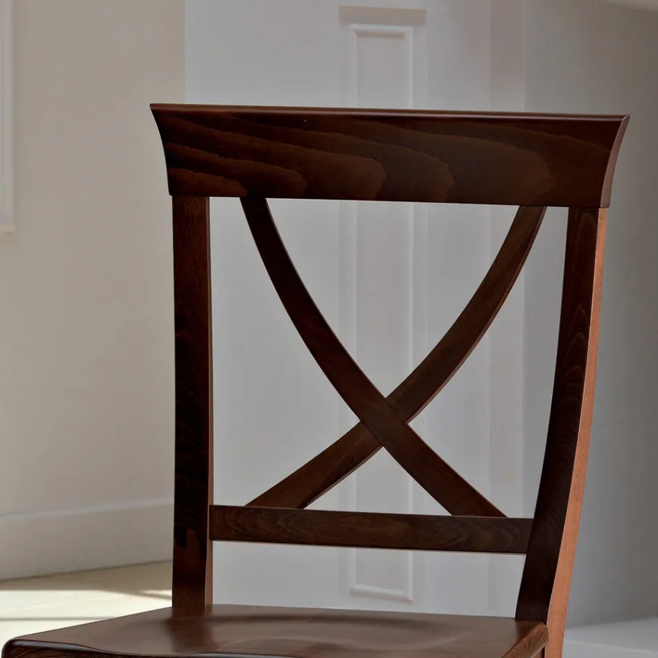 Sedia in Legno Massello Design Classico Schienale Incrociato - Debussy Viadurini