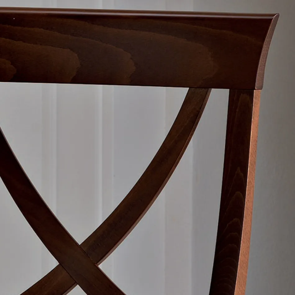 Sedia in Legno Massello Design Classico Schienale Incrociato - Debussy Viadurini