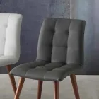 Sedia in legno massello rivestita in ecopelle viola Viadurini