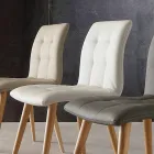 Sedia in legno massello rivestita in ecopelle viola Viadurini