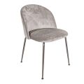 Sedia in Metallo Nero e Seduta in Velluto Grigio Made in Italy - Meredith 