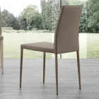 Sedia in metallo rivestita in ecopelle Caserta, design moderno Viadurini