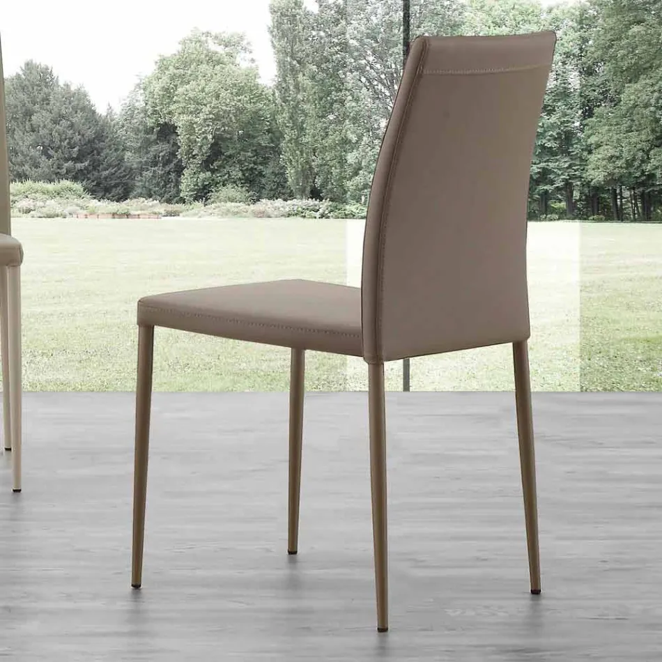 Sedia in metallo rivestita in ecopelle Caserta, design moderno Viadurini