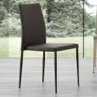 Sedia in metallo rivestita in ecopelle Caserta, design moderno Viadurini