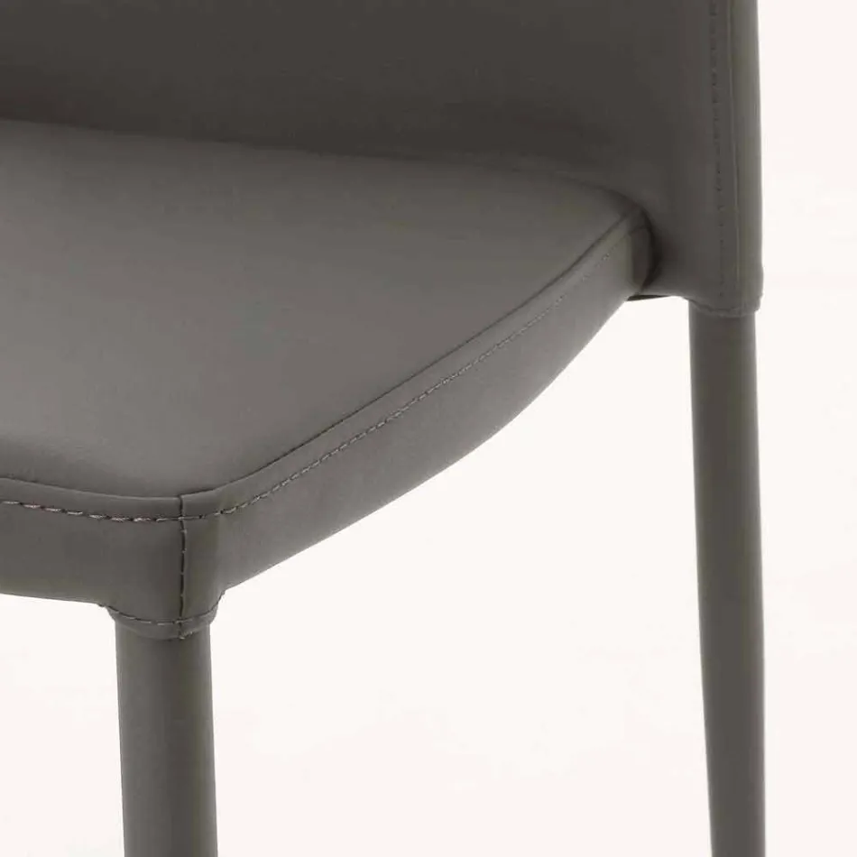 Sedia in metallo rivestita in ecopelle Caserta, design moderno Viadurini