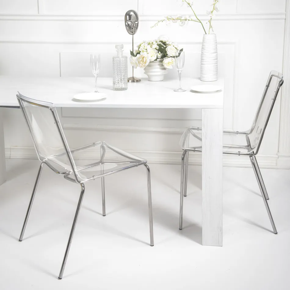 Sedia in Plexiglass Trasparente e Ferro Made in Italy 2 Pezzi - Charlotte Viadurini